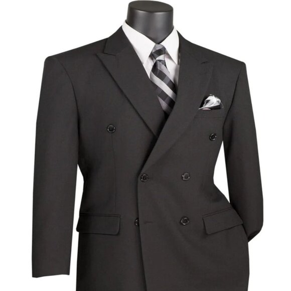 Pleated Suit - Mens Suits With Pleated Pant - Regular Fit Suit - Black Suit - Picture 1 of 2